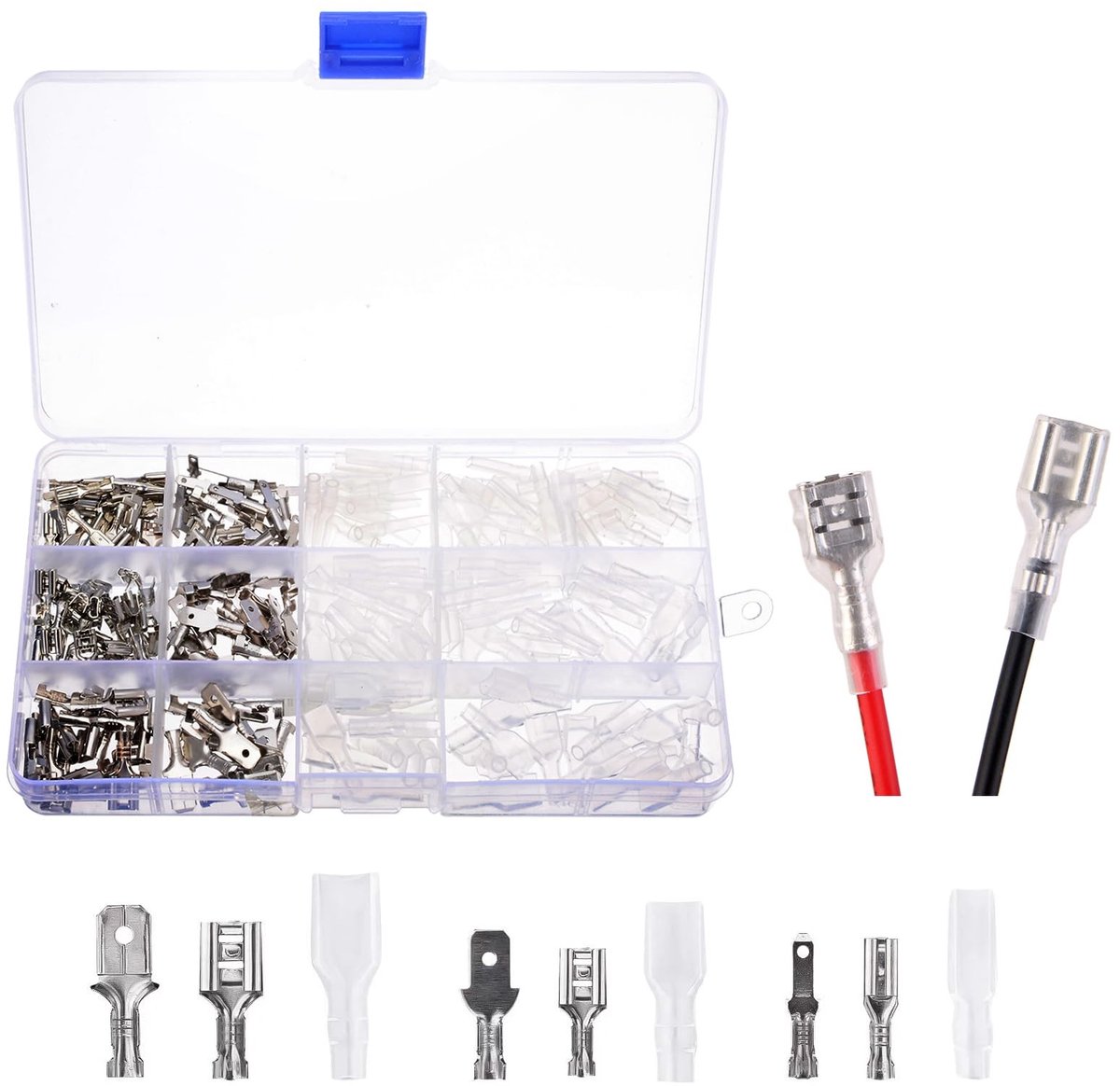 Dailygoods - Dailygoody - Elektrische kabelschoenen - Krimpklemmen - 270 stuks - Zilver - Connectoren - Geschikt voor audio-luidsprekers - Koper en nylon