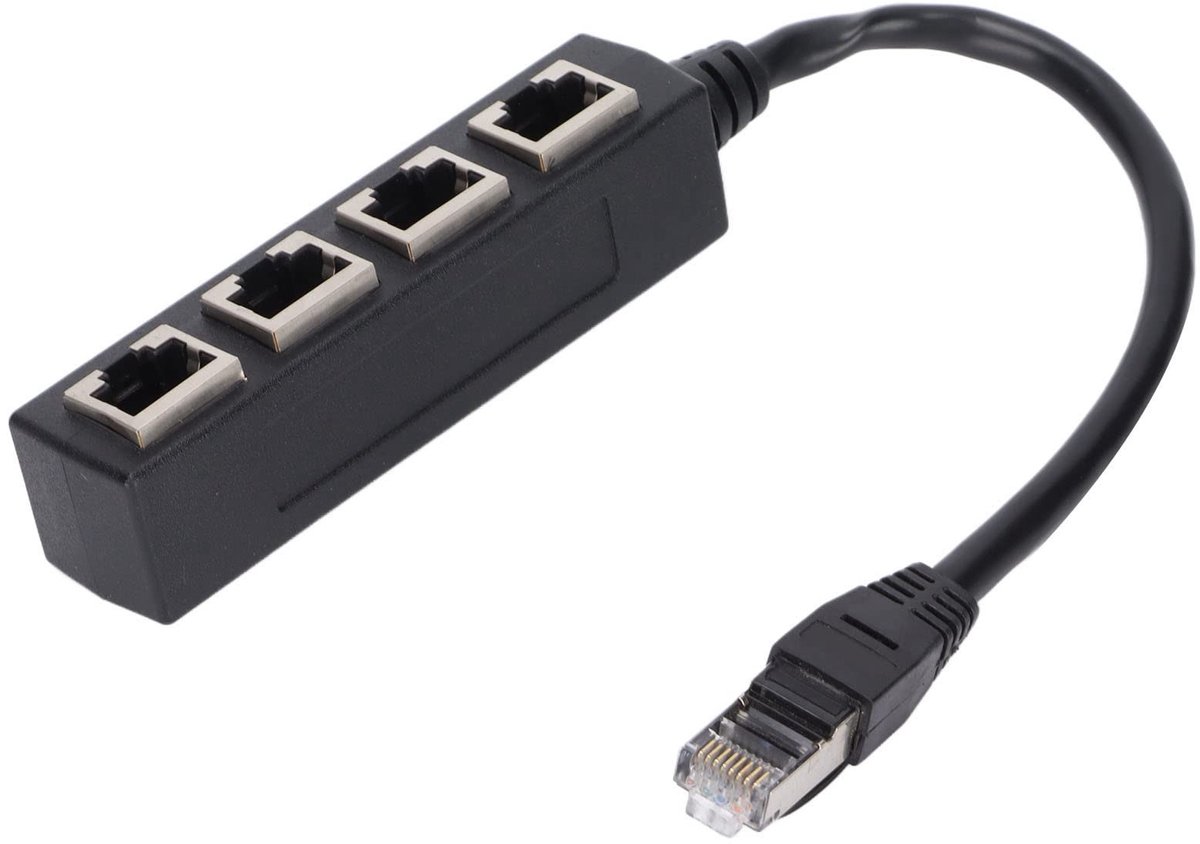 Dailygoods - Dailygoody - RJ45 Ethernet-adapterkabel - 1 tot 4 Bekabelde Splitter - 1 Meter - CAT7 Internetkabel - Plug en Play - Geschikt voor Thuis en Kantoor