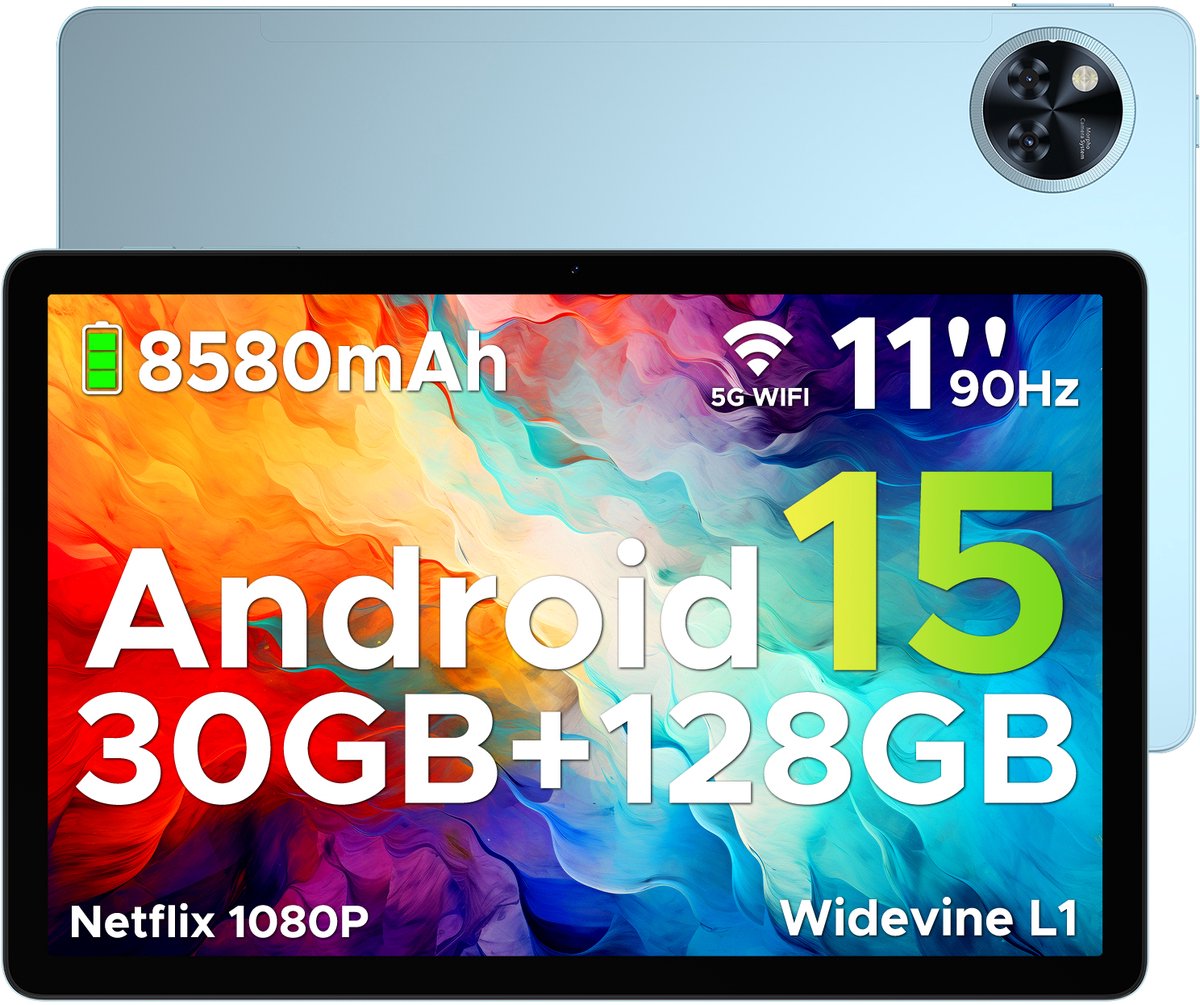 DOOGEE TAB U11 Pro - Tablet - Tablette - 30GB RAM + 256GB ROM(2TB/TF) - 8580 mAh - 11 Inch 1080P 90 Hz - Dubbele luidspreker - T7200 Octa Core - 13MP Camera - 5G WIFI - Face ID - 7.9 mm Metallic Body - Blauw