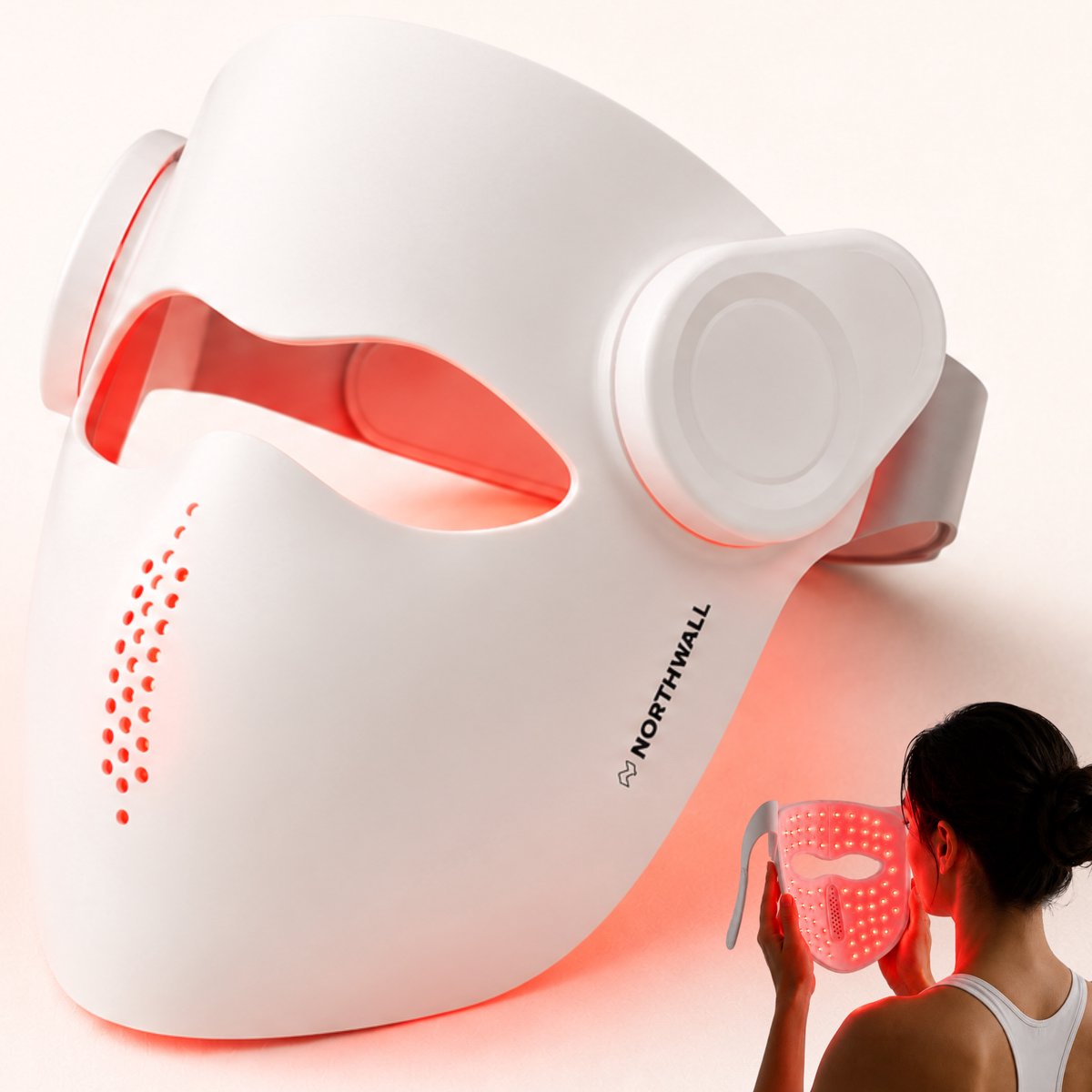 Northwall® Led Masker Rood Licht Therapie - Gold series Red Light Therapy Face Mask - Huidverjongingsapparaat - LED Gezichtsmasker Lichttherapie - infraroodtherapie - Collageen Masker - Huidverbetering & anti-aging Routine