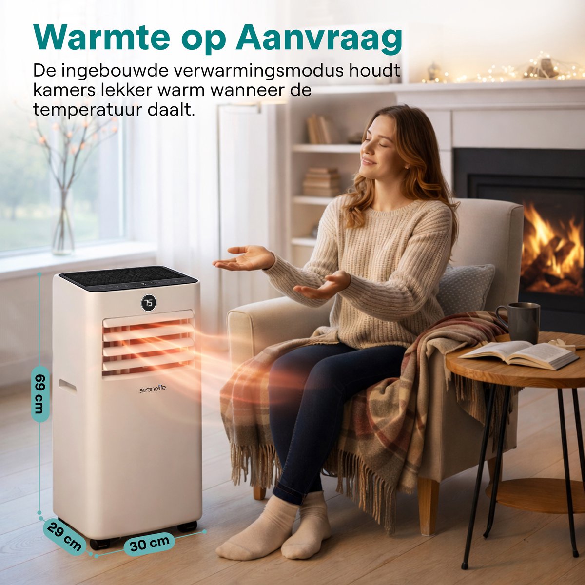 SereneLife Mobiele Airco - 9000 BTU - Airconditioner met Verwarming - WiFi - Koelen, Verwarmen en Ontvochtigen - Inclusief Raaminstallatiekit - Grijs thumbnail 8