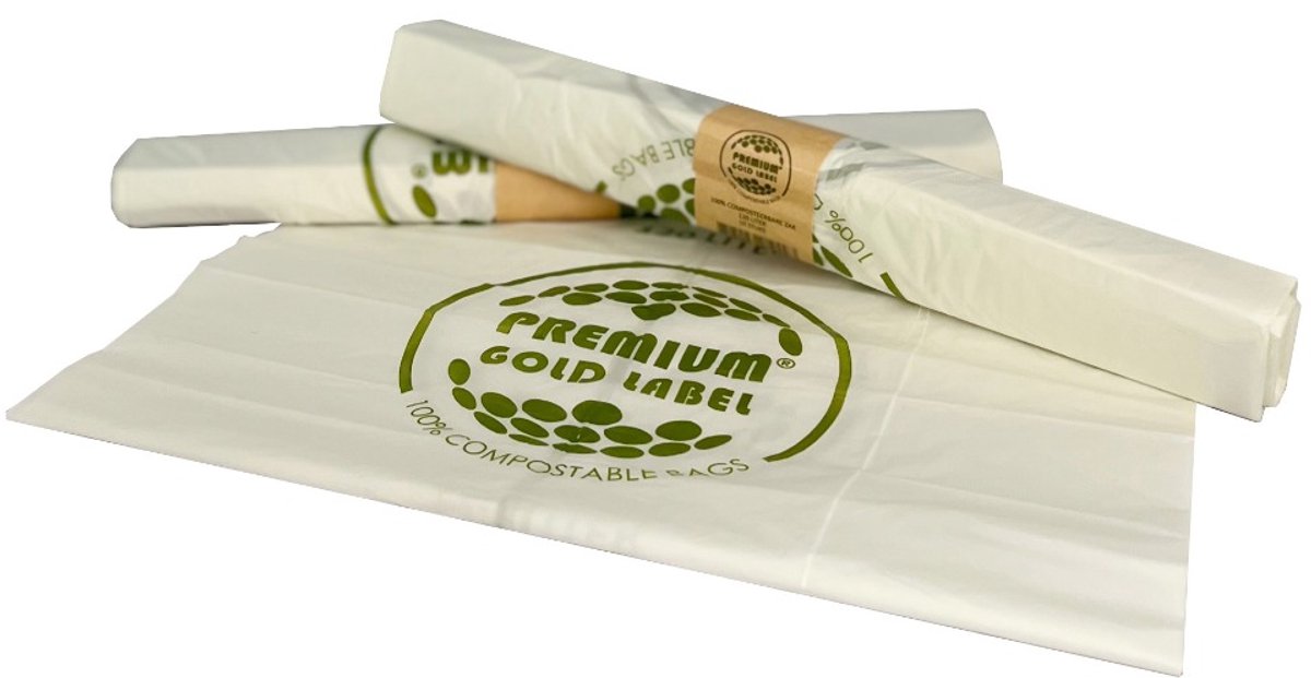 Biozakken 120 liter melkwit groen 70x110cm - Doos 15 rollen à 10 stuks