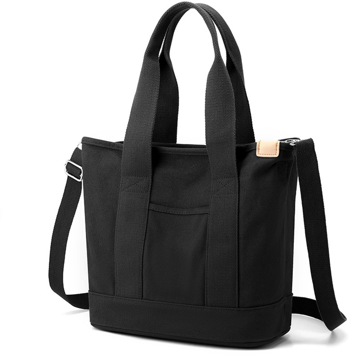 Dames canvas draagtas - Schoudertas - Stijlvolle handtas - Casual draagtas - Geschikt voor dagelijks gebruik, kantoor, school en winkelen. (Zwart)