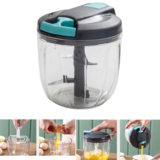 Handmatige voedselhakker-Groentesnijder -Handmatige draadgroentehakker Uiensnijder voor Groenten + vervangbare mesjes Fruit- 900 ml inhoud van Ruijingsky — afbeelding 4
