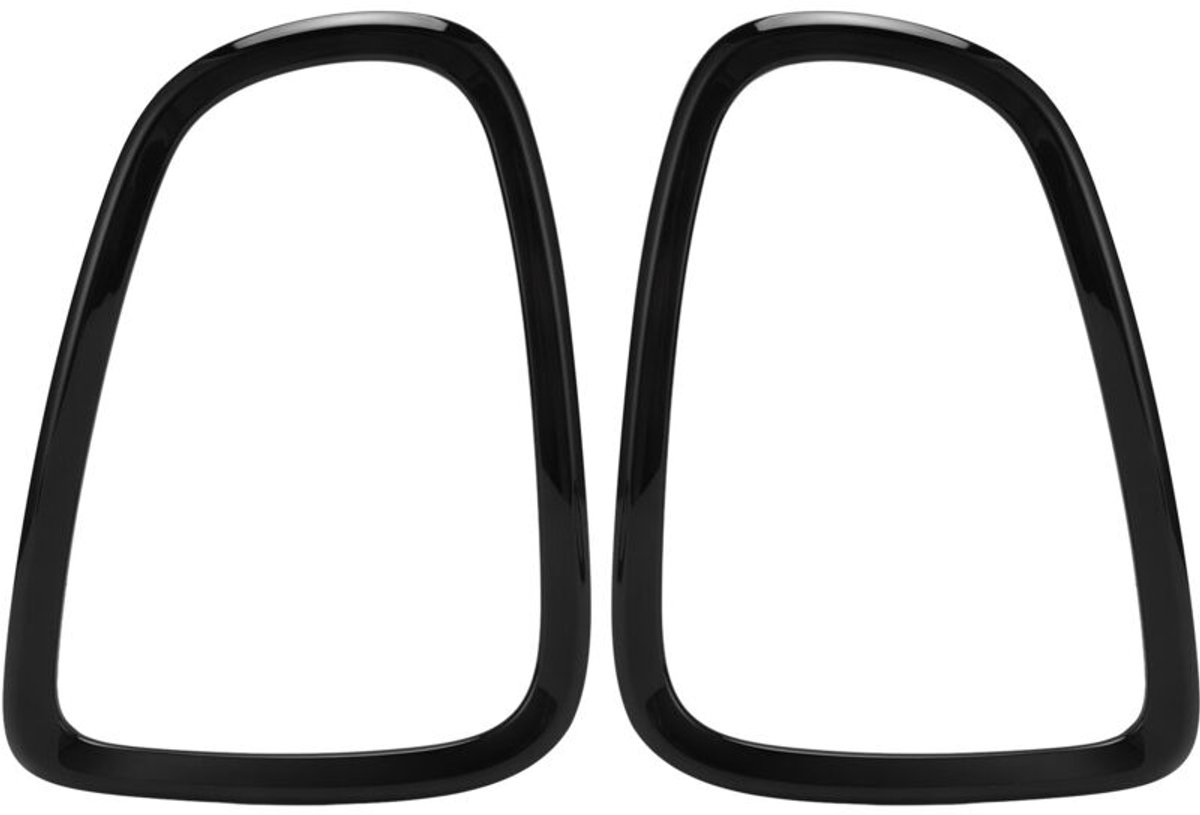 Achterlichtkappen, sierstrips, achterlichten, frames, lichtringen, sierranden, stickers en covers voor Cooper R56 R57 R58 R59 2007-2014, glanzend zwart.