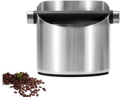 Koffiedikbak - opvangbak voor koffiedik - uitklopbak koffie - knock box - afvalbak voor koffie - koffieaccessoires - RVS - zilver
