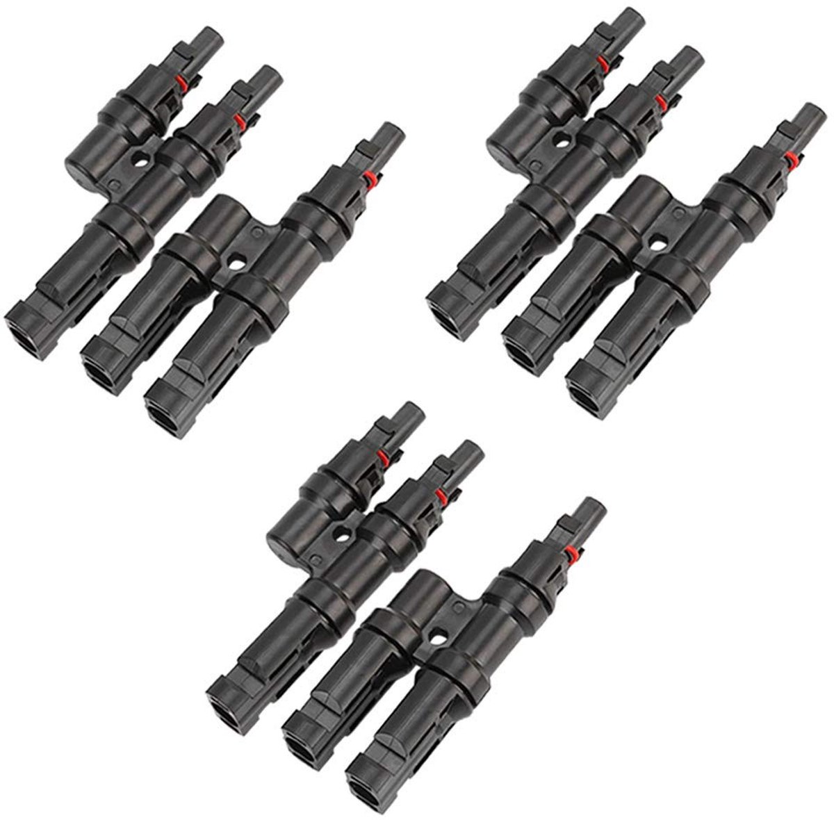 Dailygoods - Dailygoody - Zonnepaneel Kabel Connector - Aftakconnectoren - Zwart - Geschikt voor zonnepanelen - 3 Paar - Verzilverd Koper