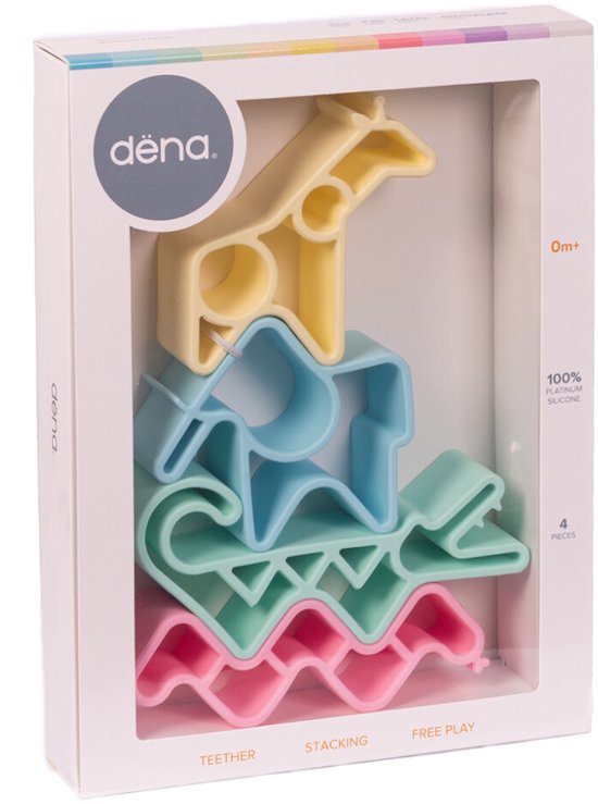 dëna 4-delige Speelgoedset Pastel dieren silicone van Dena. — afbeelding 5