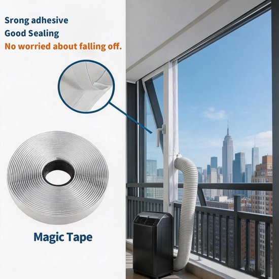 Airco Raamafdichtingskit - 400 cm - Met Rits & Zelfklevende Tape - Luchtdicht & Waterdicht - Voor Mobiele Airco & Droger