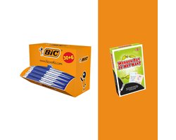 BIC Atlantis Classic Grip - Balpennen Blauw - Valuepack 30+6 Gratis - Inclusief Gratis Tactic Spel Wedden Dat Je Het Kan