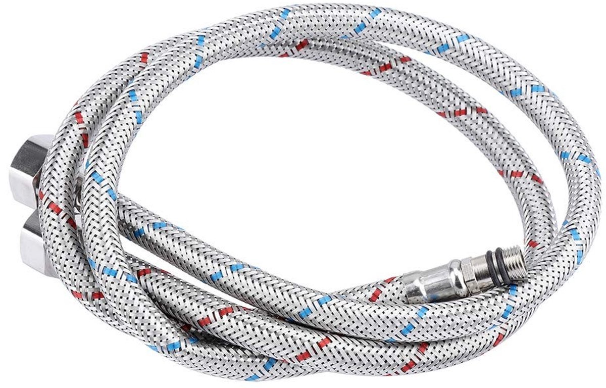 Dailygoods - Dailygoody - Roestvrijstalen Kraantoevoerleidingen - Flexibel en Duurzaam - Zilver - Warm en Koud Water - Ideaal voor Keuken - 60 cm