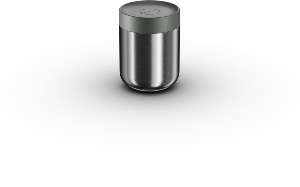 BergHOFF Home Nommie – Thermos Lunchbox - Food Jar 0.5L – Lekvrije Yoghurtbeker To Go – Isoleerbeker voor Soep - Dubbelwandige Isolatie - RVS Thermische Voedselcontainer – Houdt 6u Warm/Koud – Khaki & Zilver