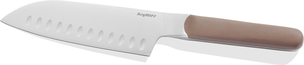 BergHOFF Home Elements Santokumes 16,7 cm – Japans Koksmes met Anti-Plak Lemmet voor Groenten, Vis & Vlees – Vlijmscherp RVS, Ergonomisch Handvat & Vaatwasbestendig Mes – Aubergine