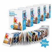 Vijf dozen Silvergear navullingen voor mini fotoprinter, met 100 vellen fotopapier. Diverse foto's op de verpakking.
