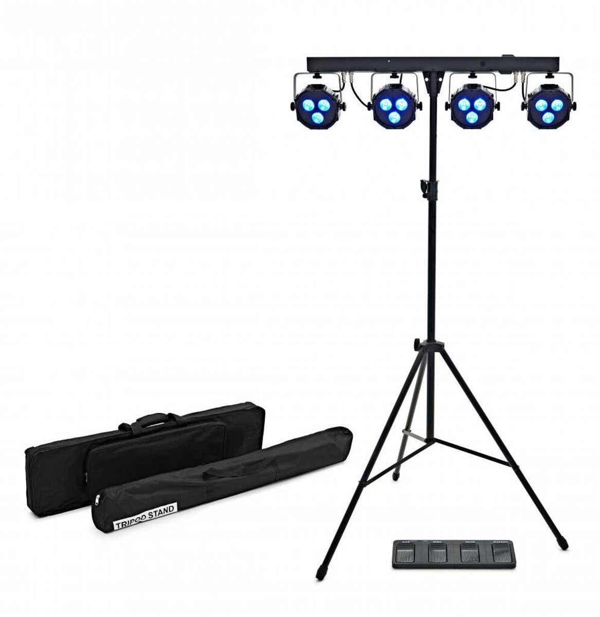 E-Lektron Power Bar - LED par lichtset - Met draadloze voetcontroller - Inclusief statief en draagtassen