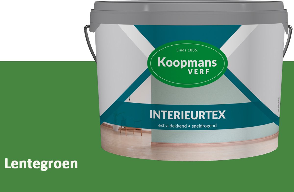 Koopmans Interieurtex Matte Muurverf Binnen – Extra Dekkende Sneldrogende Verf voor Muren en Plafonds – Lentegroen – 7,5 l