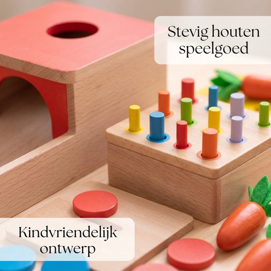 Montessori Vormen Stoof - Educatief Houten Speelgoed - 4-in-1 Sorteerspeelgoed - Activiteitenspeelgoed vanaf 1 Jaar — afbeelding 5