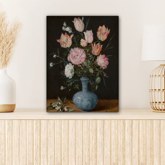 Vase Wan-Li avec fleurs - Peinture de Jan Brueghel l'Ancien Toile 30x40 cm - petit - Tirage photo sur toile (Décoration murale salon / chambre)
