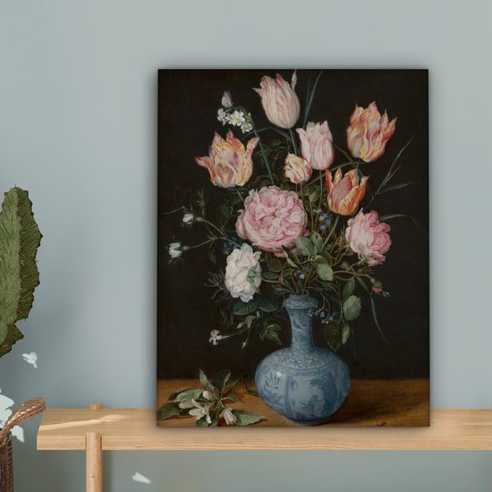 Vase Wan-Li avec fleurs - Peinture de Jan Brueghel l'Ancien Toile 30x40 cm - petit - Tirage photo sur toile (Décoration murale salon / chambre)