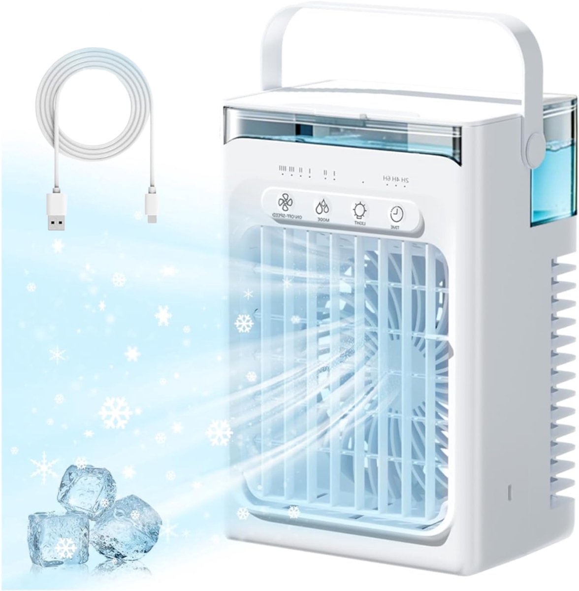 MKSS® Mobiele Airco Zonder Afvoer - Draagbare Airconditioner - Kleine Ventilator - Wit