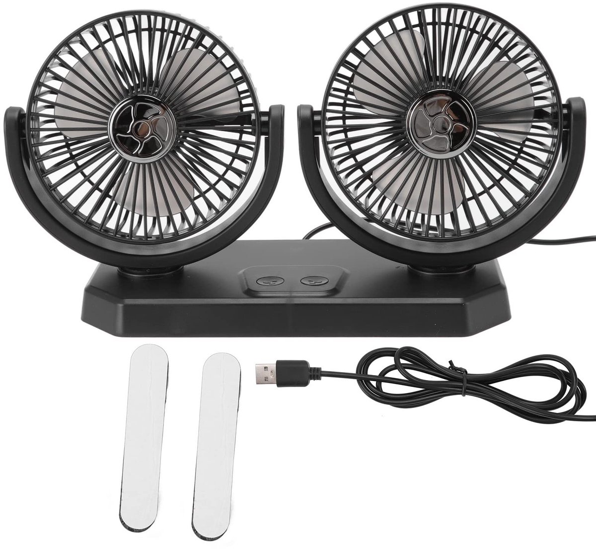 Dailygoods - Draagbare Dubbele Kop Auto Koelventilator