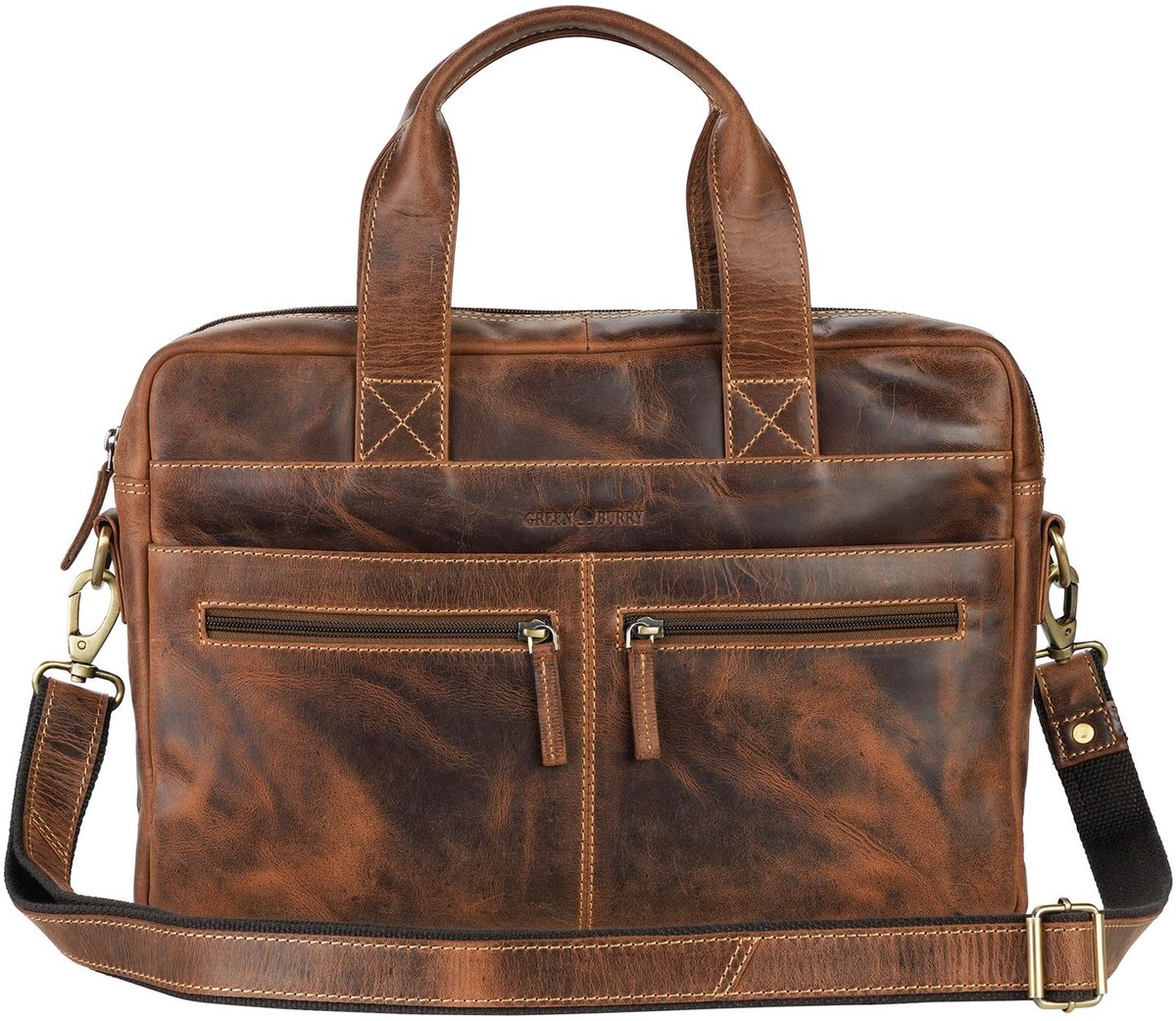 GREENBURRY business tas laptoptas met laptopvak Vintage Business Bag 15" Brown bruine