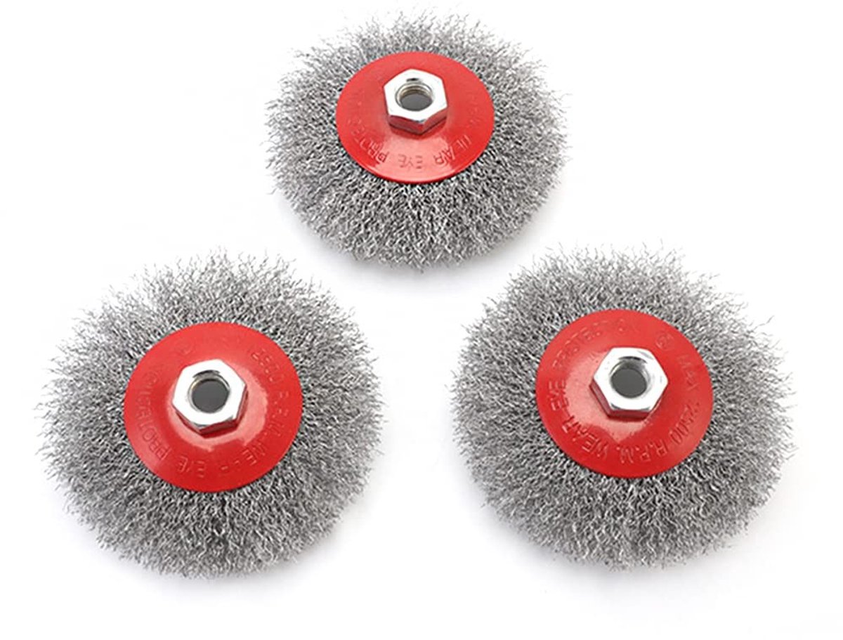 Dailygoods - Dailygoody - Reinigingsborstels - M14 Twisted Knot Borstels - Geschikt voor Haakse Slijper - Stalen Materialen - 3 Stuks - Ideaal voor Schoonmaken - P