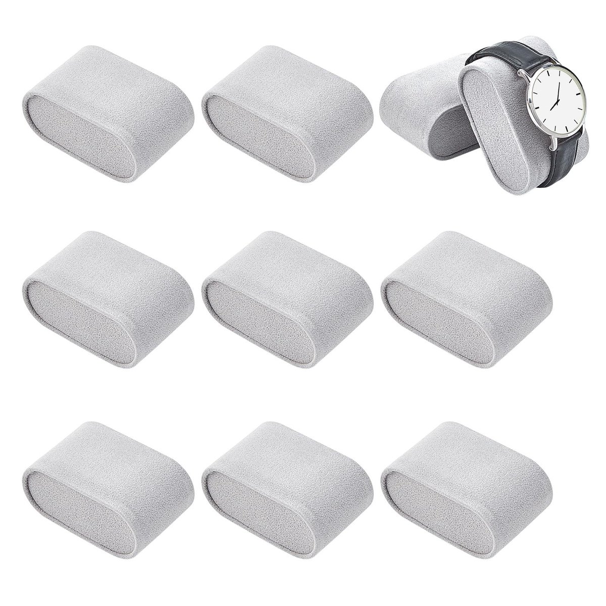 Dailygoods - Dailygoody - Fluwelen horlogekussen - Sieraden display - Donkergrijs - Horlogedoos - 12 compartimenten - Geschikt voor unisex - Compact formaat