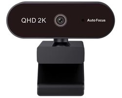 2K Webcam met Autofocus – 2560x1440 Pixels – USB 2.0 Camera – Voor PC en Laptop – Compatibel met Windows en Mac – Plug-and-Play – Zwart