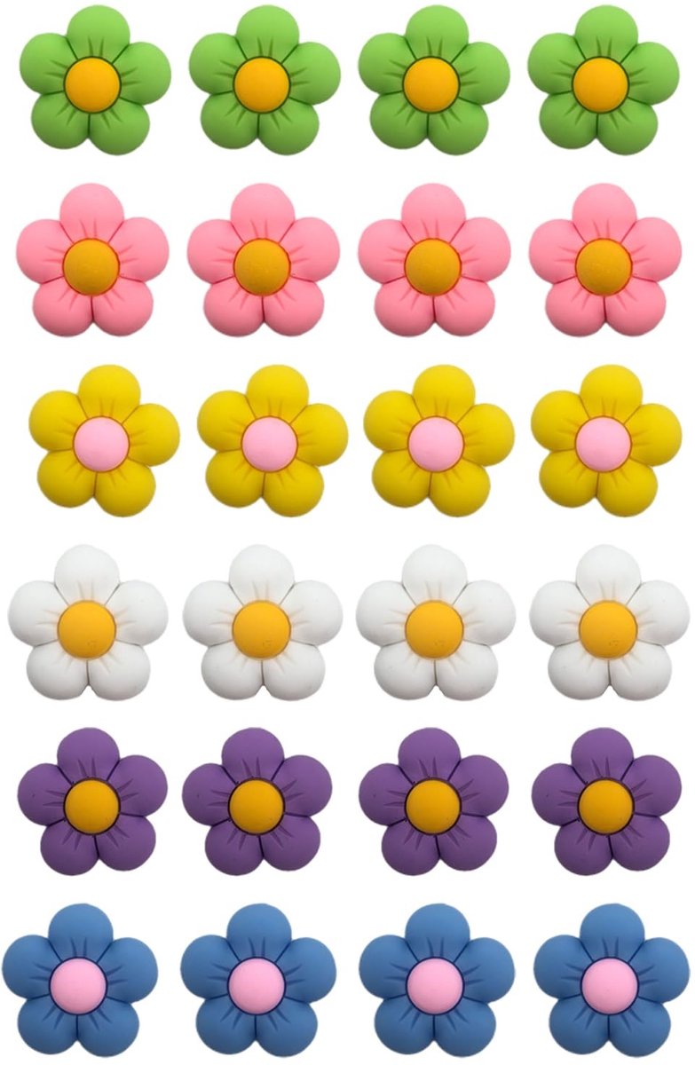 Allecto - Waterproof Flower Shoe Charms - Kawaii Crocs Accessoires - 6 Kleuren - Leuke Schoenaccessoires - Perfect voor Crocs en Sneakers - Geschik...