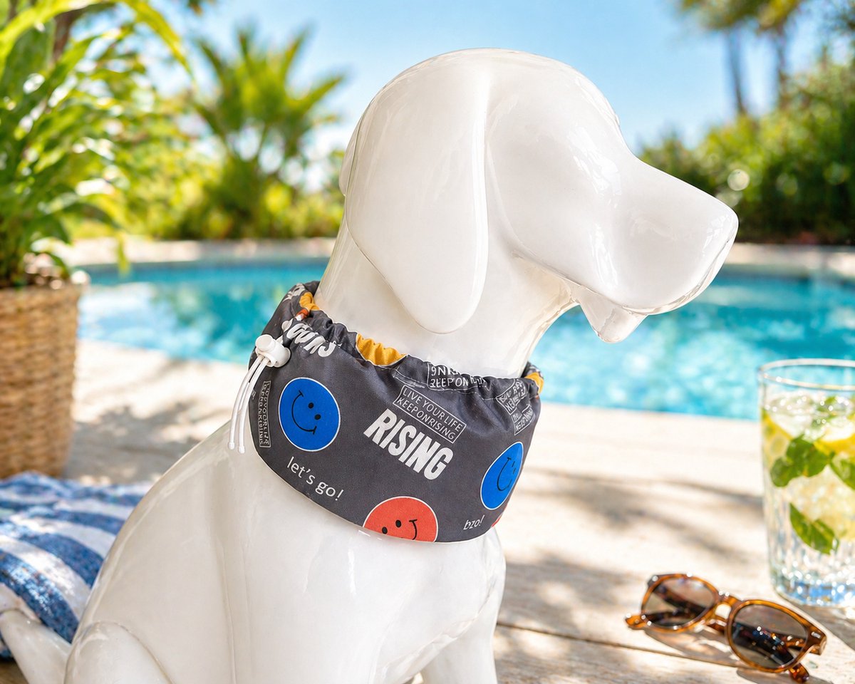 Dogs&Co Honden Bandana met Verstelbaar Koord – Maat L - Grijs Print – Comfortabel & Lichtgewicht – Voor Kleine en grote Honden