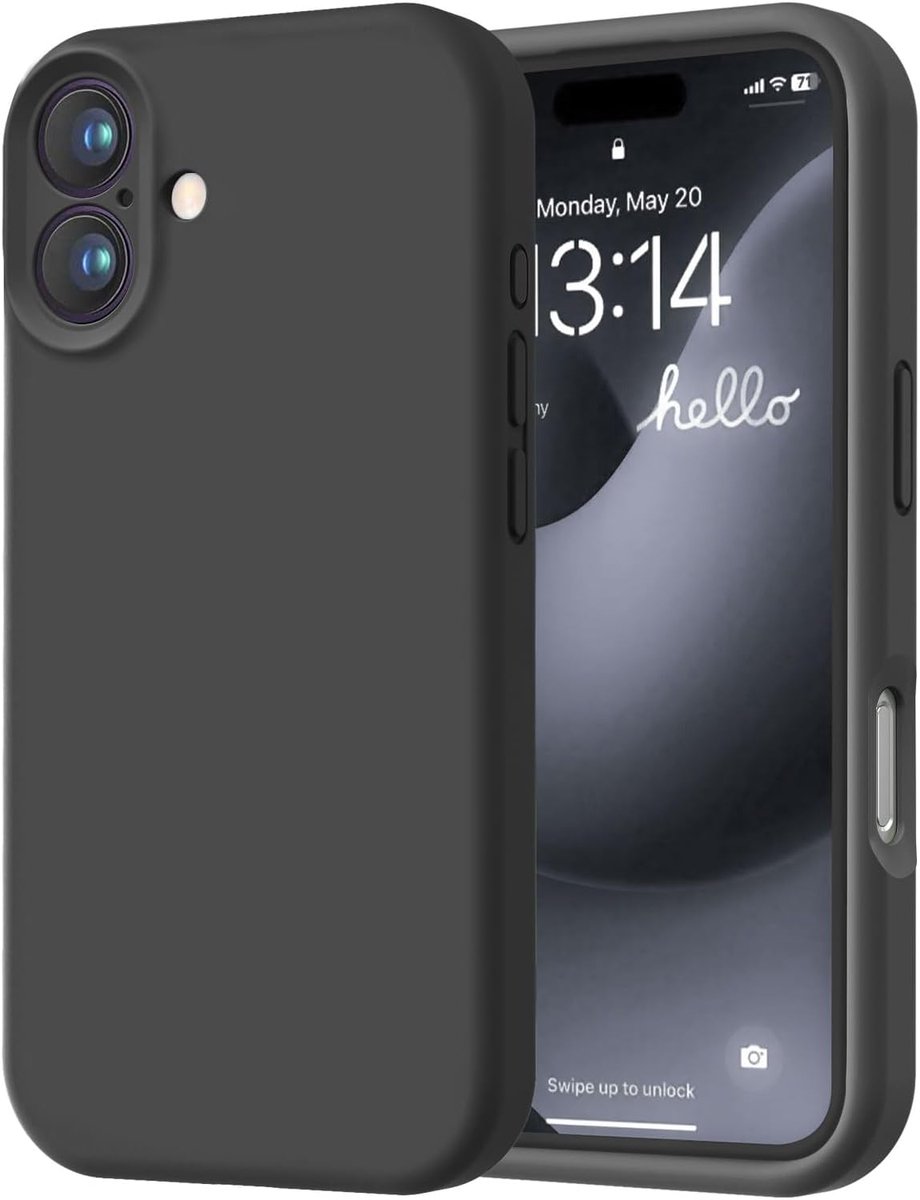 Speciaal ontworpen voor iPhone 16, gemaakt van hoogwaardig siliconen met een zachte, krasbestendige microvezelvoering. Schokbestendig beschermhoesje voor mannen, vrouwen en meisjes (6,1 inch), zwart.
