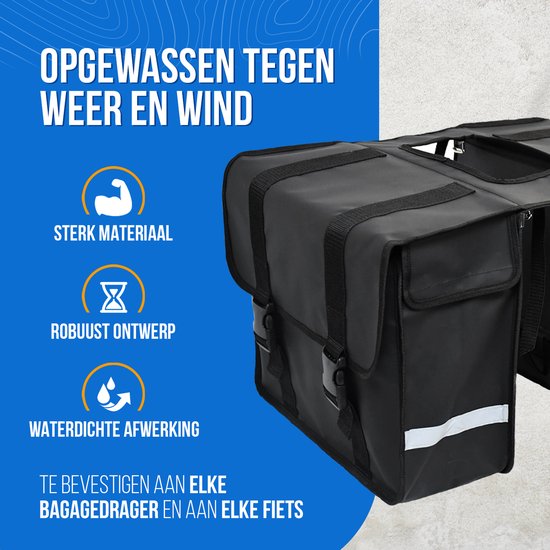 Strex Dubbele Fietstassen Waterdicht - Fietstas 40 Liter - Zwart - Met Reflectoren - Elektrische Fiets van Strex — afbeelding 3