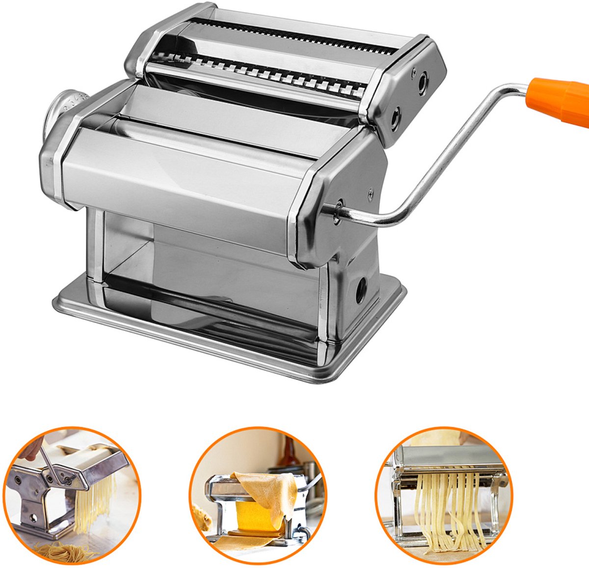 Handmatige pastamachine roestvrij staal, instelbare dikte, voor tagliatelle en fettuccine, voor dagelijks gebruik
