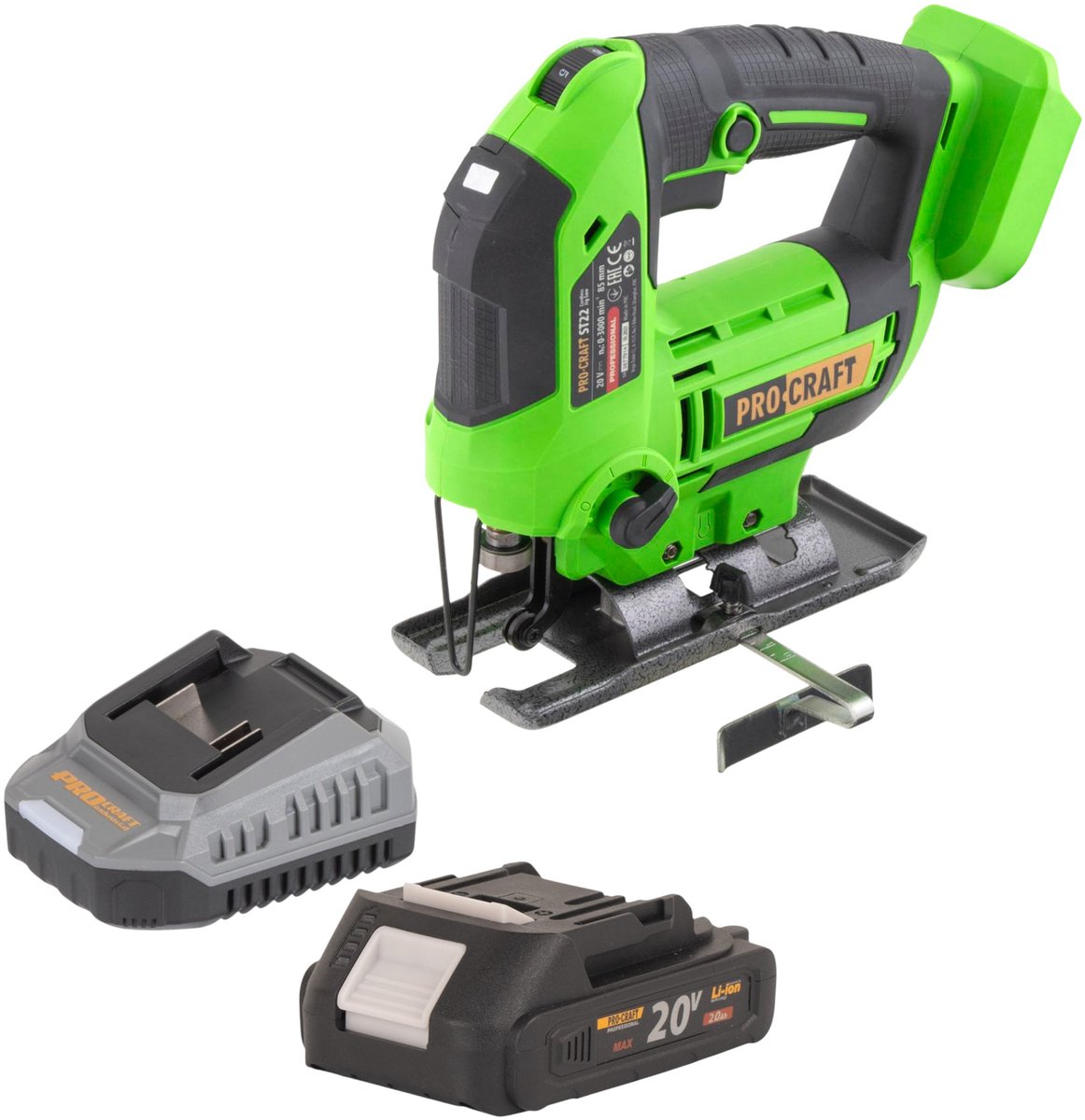 Procraft ST22 accu-decoupeerzaag 20 V 80 mm borstelloos + 1x accu 2,0 Ah + oplader