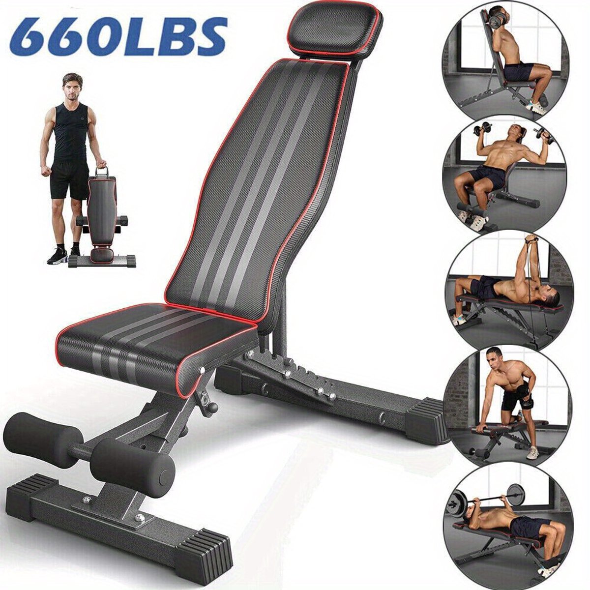 200KG Opvouwbare Dumbbell Bank Gewicht Training Fitness Verstelbare Workout Gym – foto 3