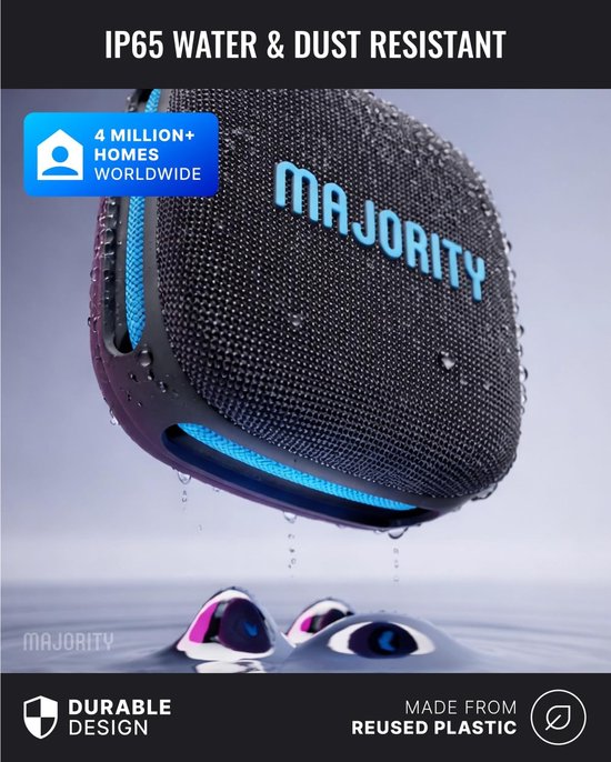 Majority Move 1 Bluetooth Speaker - Draagbaar - 12W - 70 uur Batterij - Waterbestendig - IPX5 - Zwart van Majority — afbeelding 4