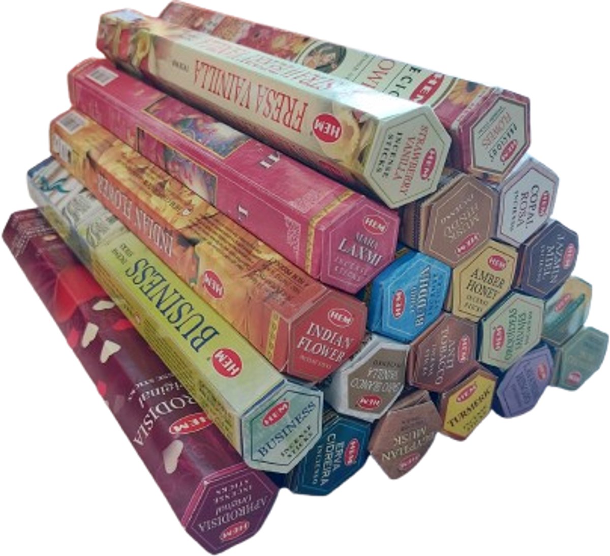 HEM Set Van 20 Soorten Wierookstokjes - Wierook - Assorti Pakket - Verschillende geuren - Wierookstokjes - 20 x 20 = 400 stokjes 20 geuren