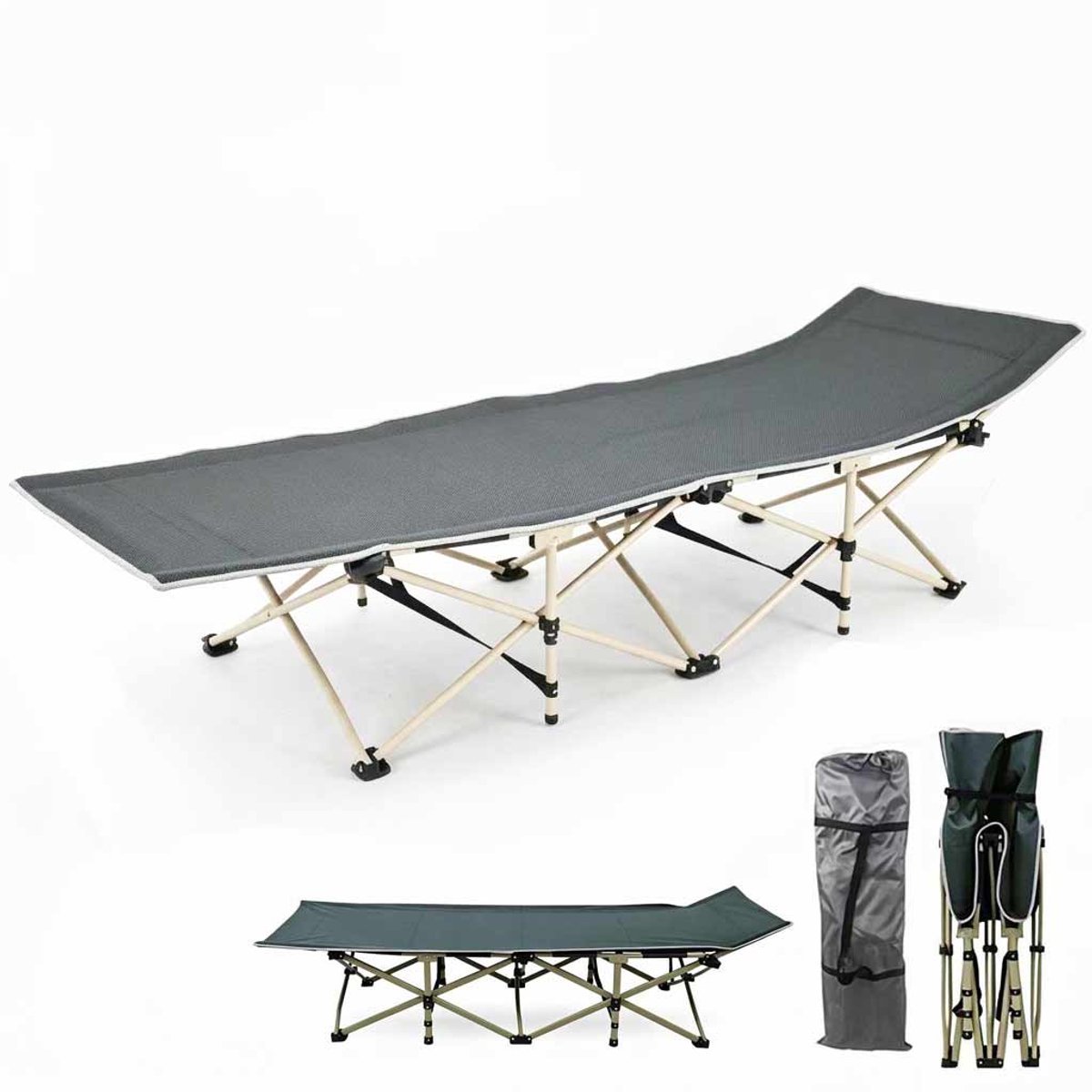 Meedeer Opvouwbaar Veldbed-Inklapbaar campingbed-Kampeerbed-600D Oxford-Tot 200 kg-Geschikt voor vissen, kamperen en een dutje