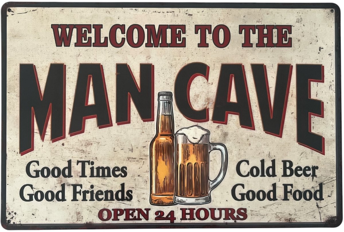 Wandbord – Bier – Man cave – Vintage - Retro - Wanddecoratie – Reclame bord – Restaurant – Kroeg - Bar – Cafe - Horeca – Metal Sign – 20x30cm
