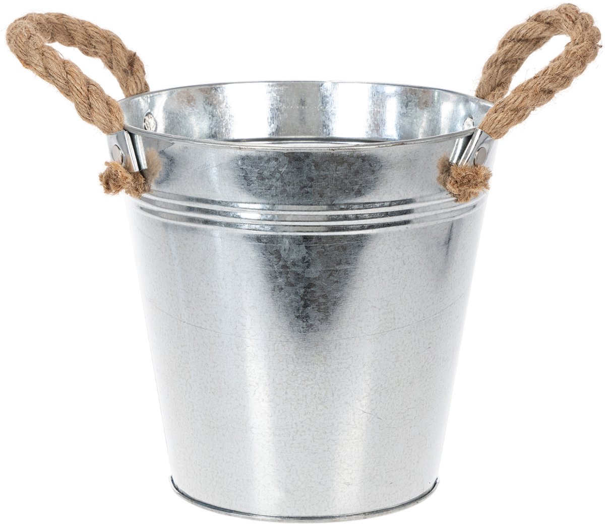 Blikken emmer met touwgrepen glanzend Ø18cm