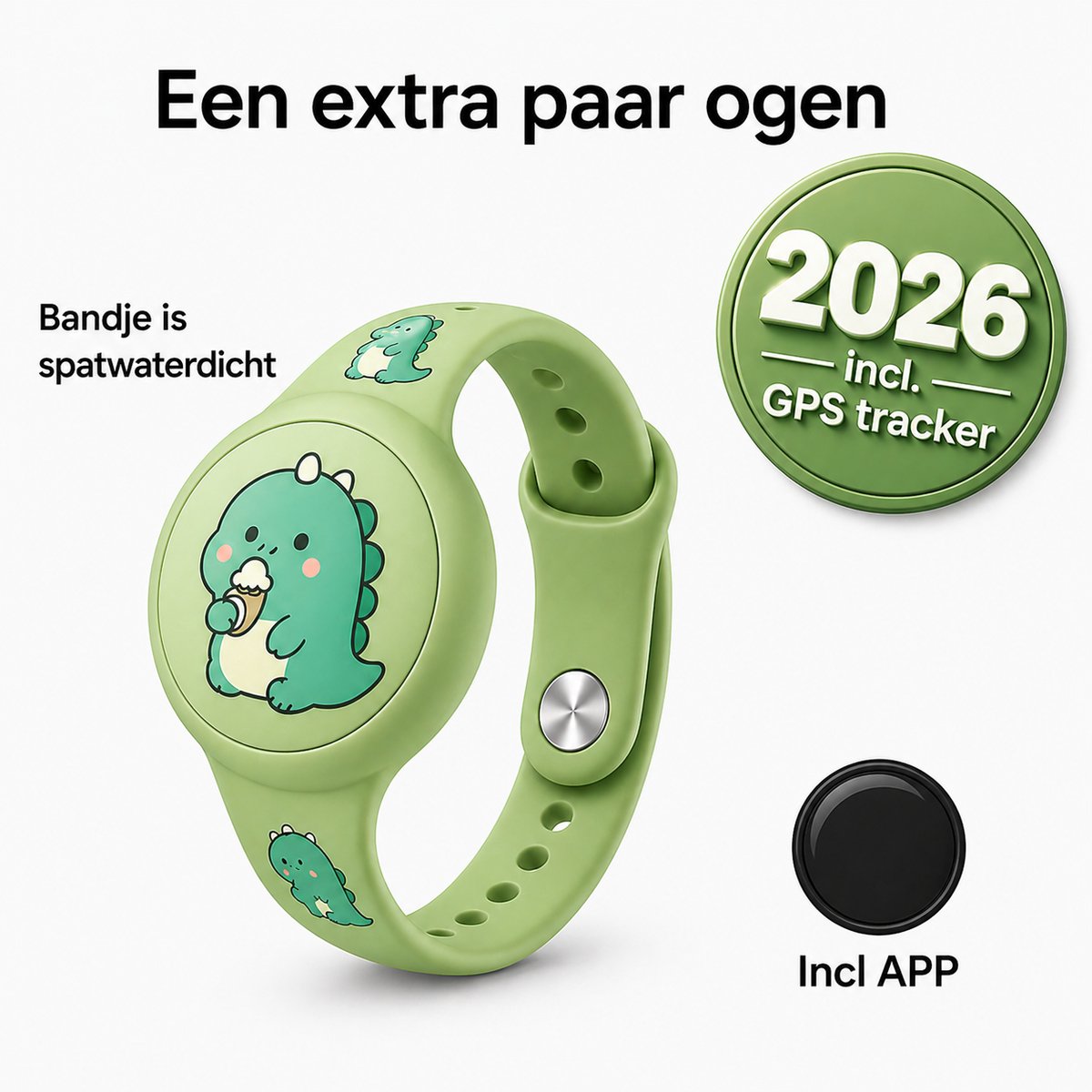 Waterdichte GPS Armband voor Kinderen + GPS - Verstelbaar, Siliconen GPS Tracker Houder - Groen