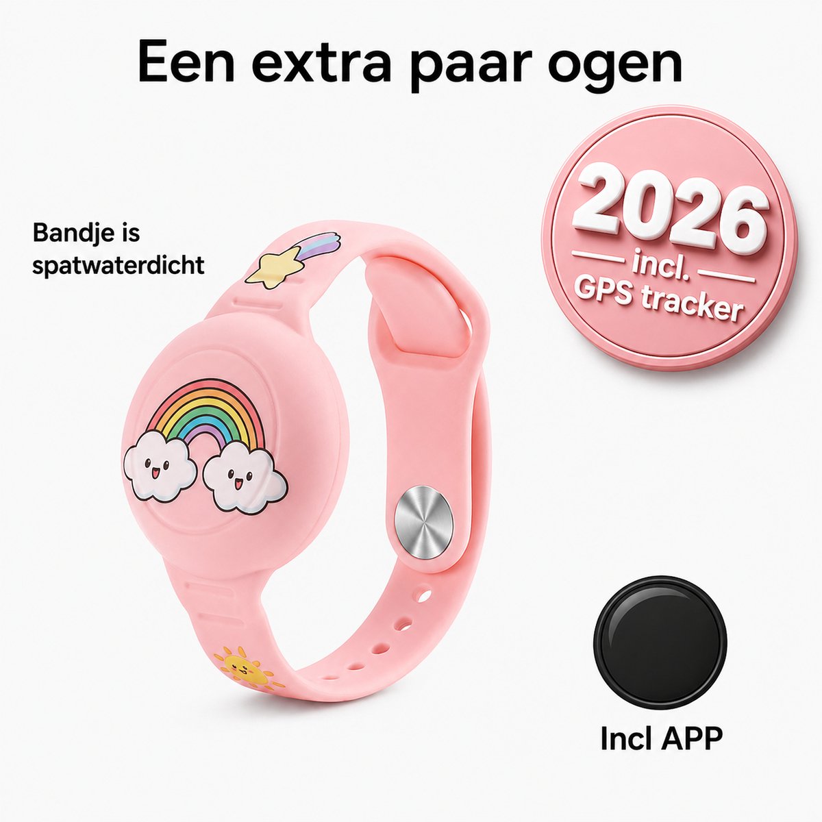 Waterdichte GPS Armband voor Kinderen + GPS - Verstelbaar, Siliconen GPS Tracker Houder - Roze
