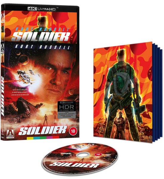 4K Ultra HD boxset van de film Soldier, met Kurt Russell op de hoes. Inclusief boekje en disc.