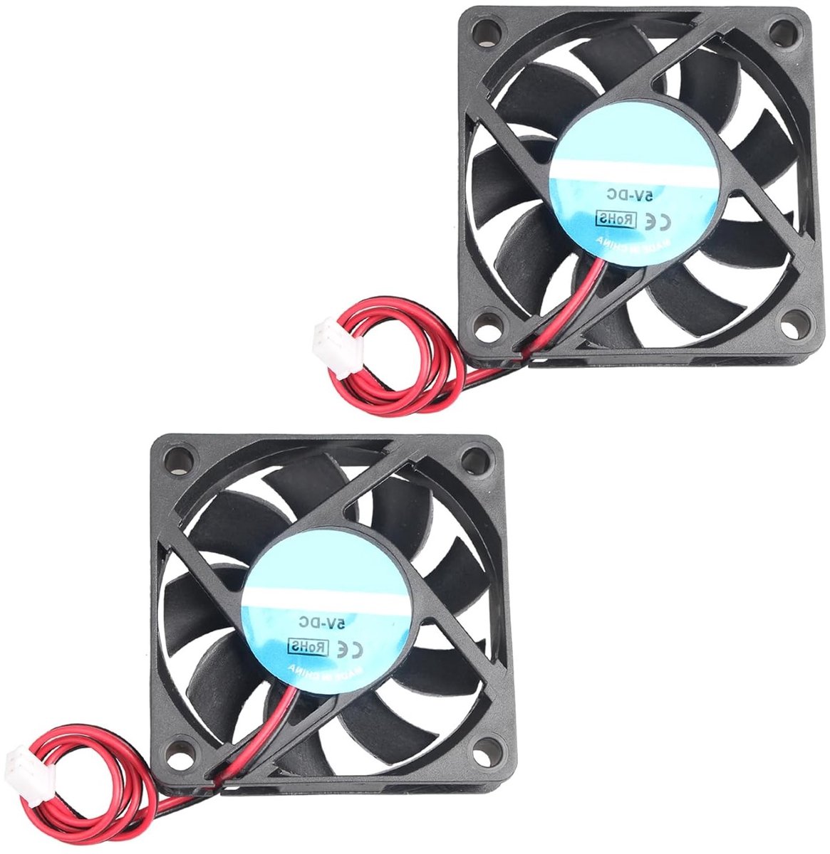 2 Stuks 6015 DC 5V Stille Koelventilator 60 x 60 x 15mm voor Computer en 3D Printer, Ideaal voor CPU Koeling en Computerkasten