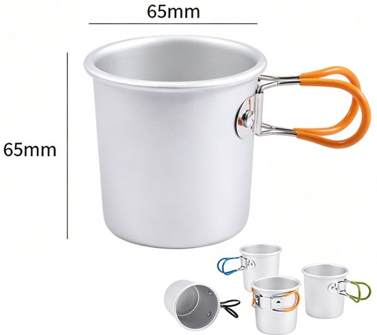 4 stuks - Kampeer beker - Aluminimum beker - Kampeer beker metaal - Aluminium bekers kamperen - Opvouwbare drinkbeker - Met opvouwbare handvat - 65mm Lichtgewicht Drinkbekers - voor Buiten Wandelen & Picknick — afbeelding 2