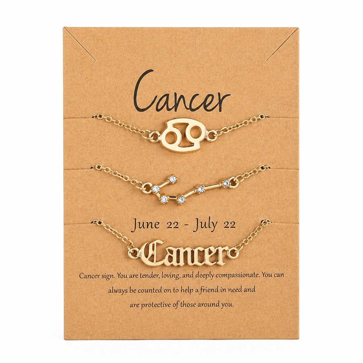 EmmyRovi – Kreeft Armband Set – Sterrenbeeld – Goudkleur – Cancer