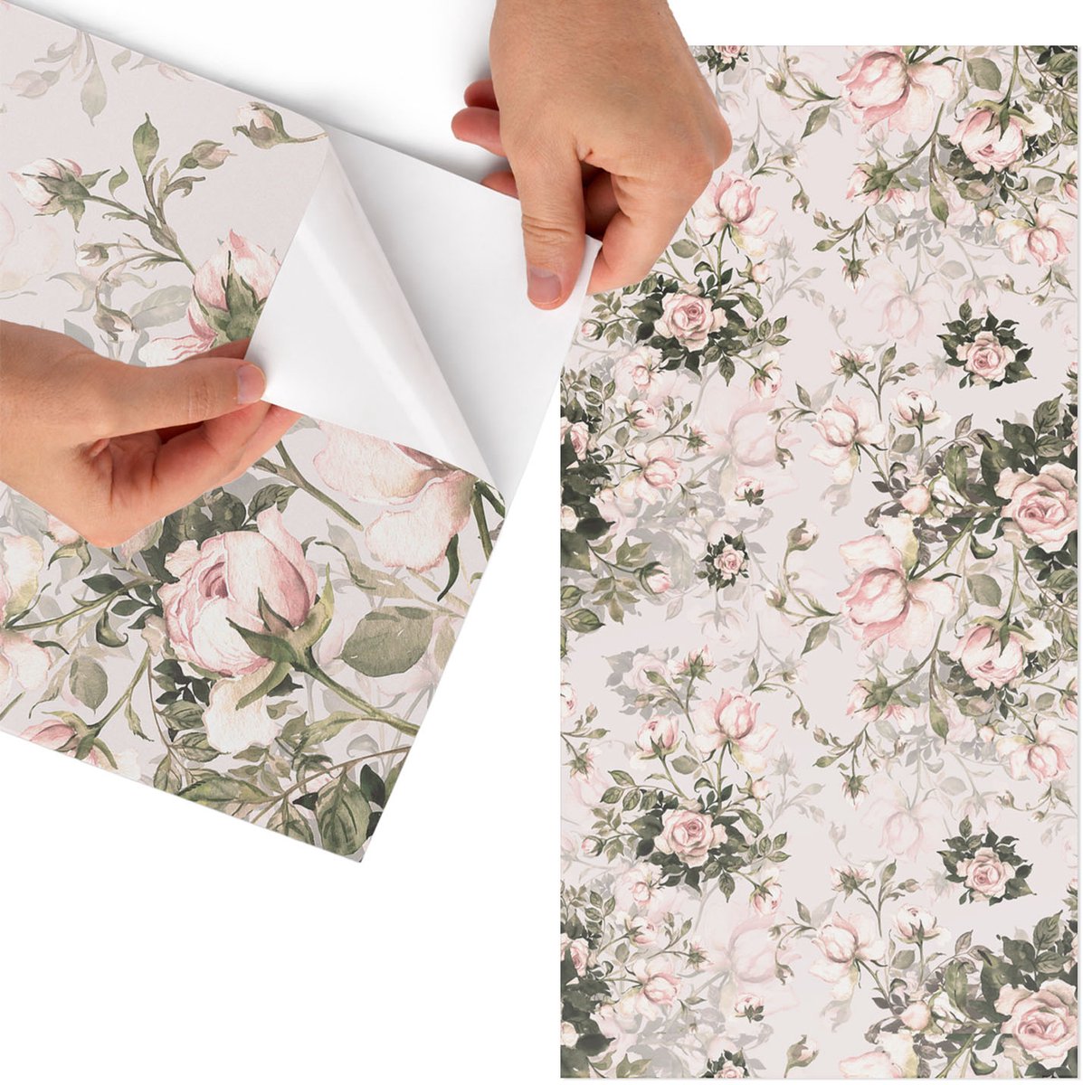 Tulup Meubelfolie - Vintage bloemen Meubelfolie - 50x100 cm - Roze Meubelfolie - Plakfolie Meubels - Klassiek Meubelfolie - Decoratiefolie Zelfklevend - Slaapkamer decoratie - Bloemen en planten
