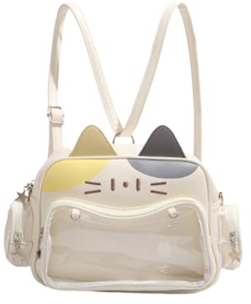 Kraftverdia Cat Ita Bag PU-lederen rugzak Y2k Ita rugzak, lichte schoolrugzak, alledaagse rugzak voor dames