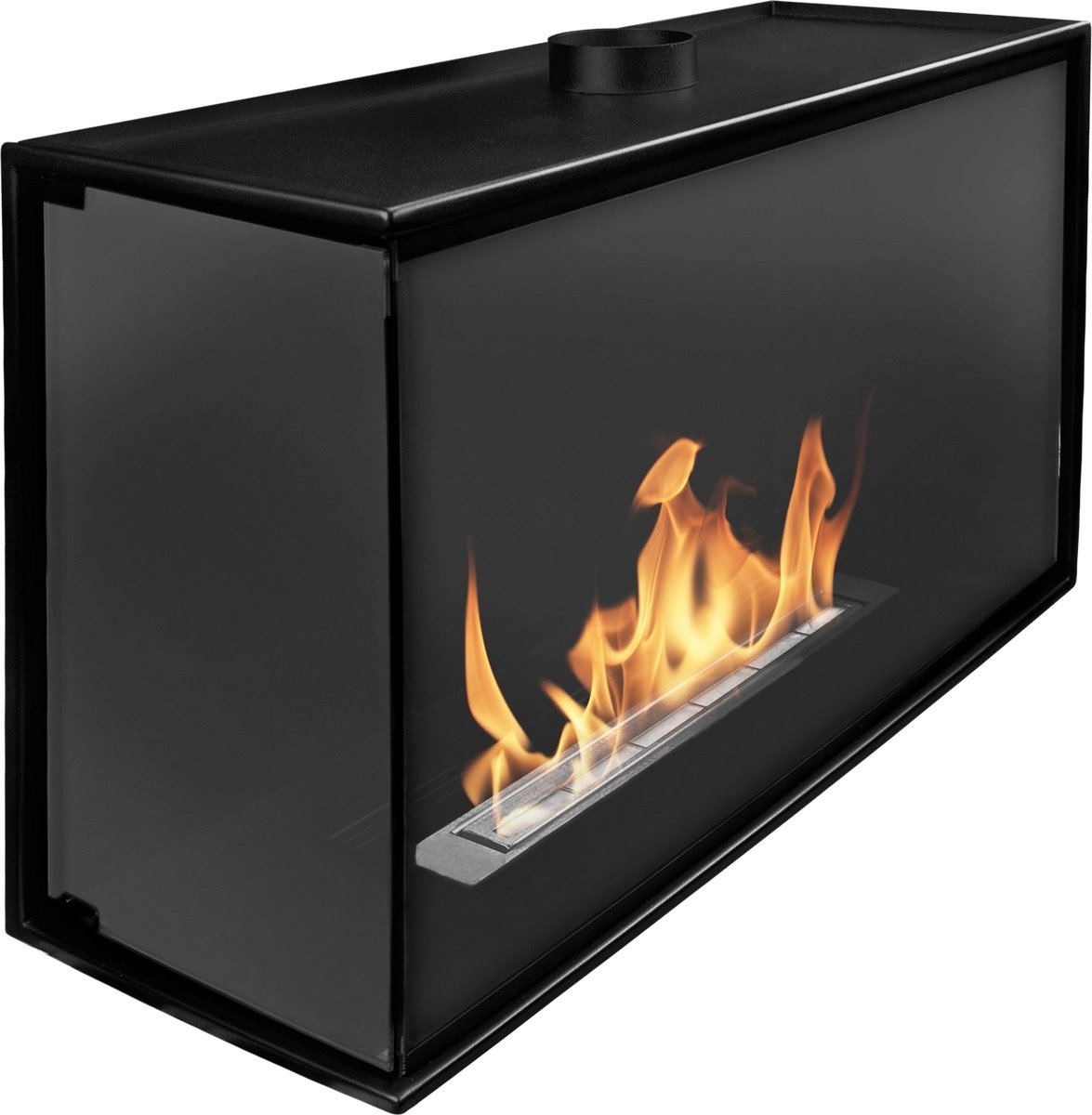 Bio-ethanol inbouwhaard hoek links BIO-EKO met glas – moderne sfeerhaard zonder schoorsteen